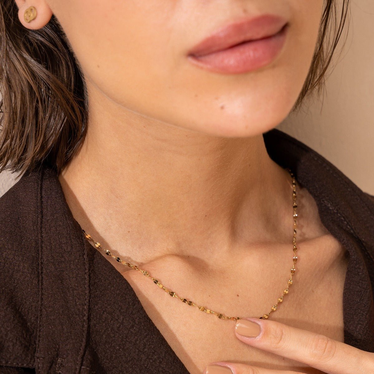 Collar de cadena del destino bañado en oro de 18 quilates