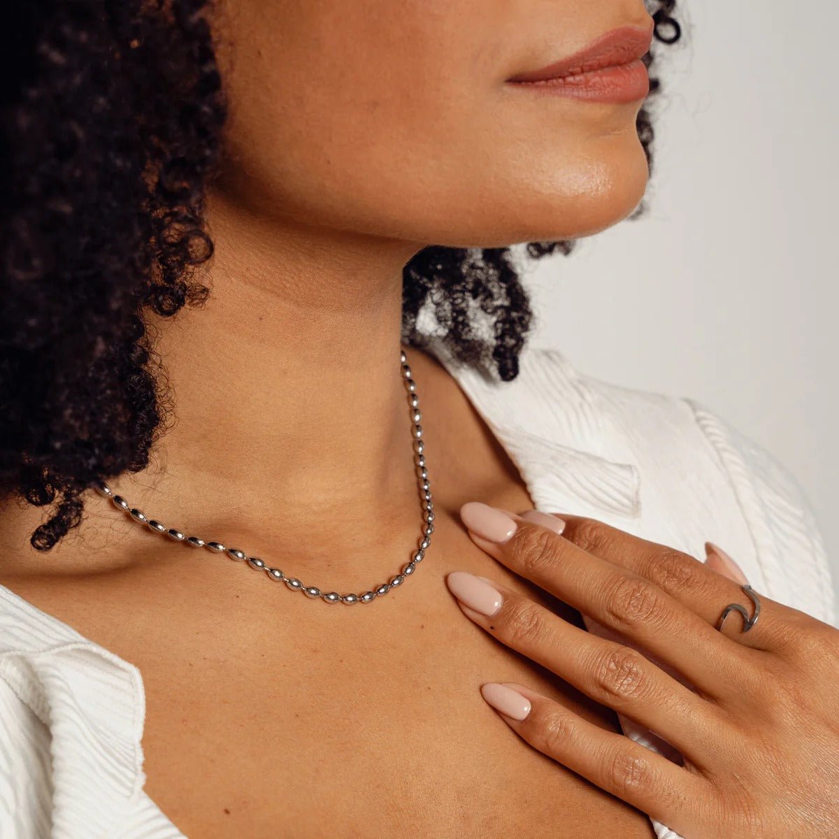 Collar de cadena de cuentas - Plata