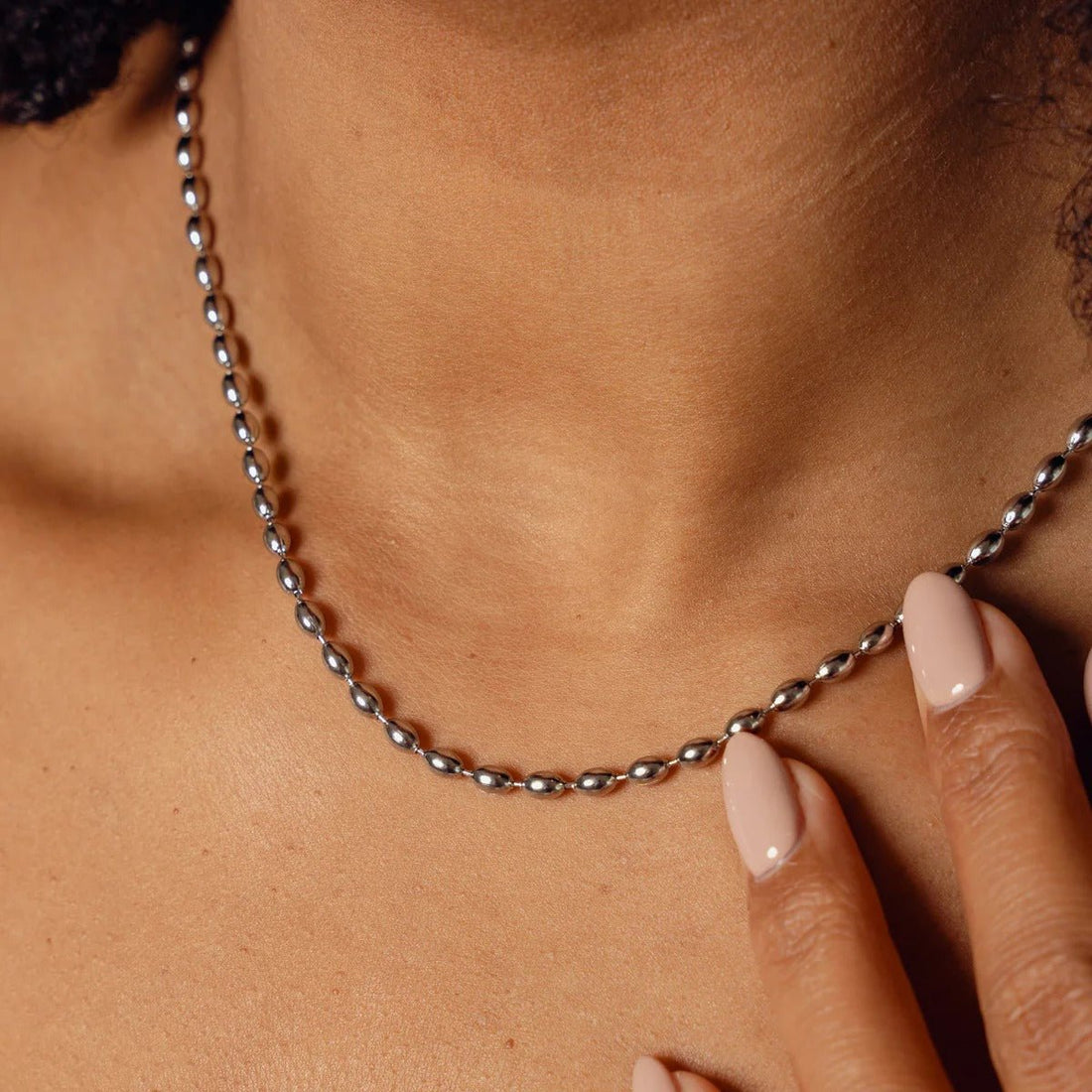 Collar de cadena de cuentas - Plata