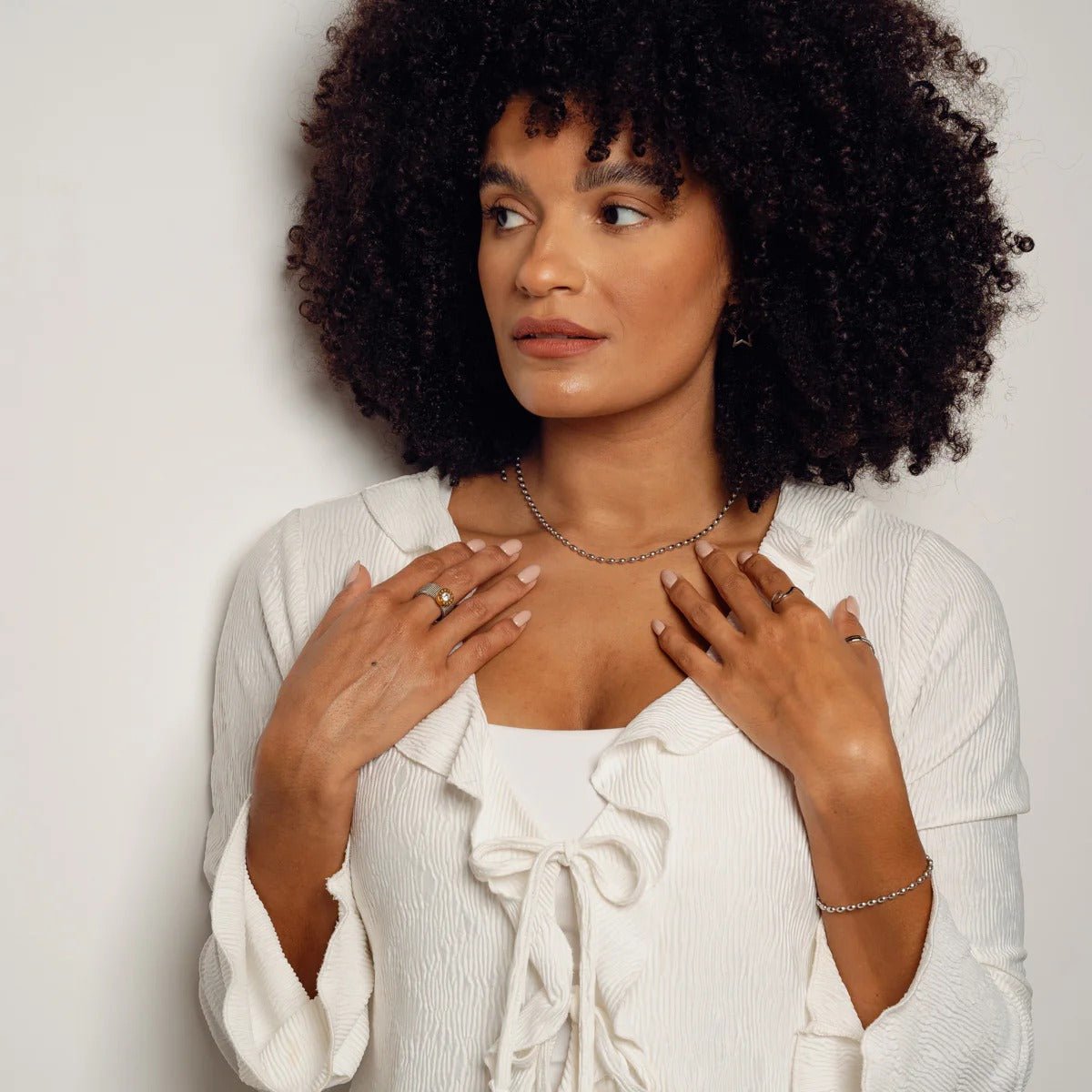 Collar de cadena de cuentas - Plata