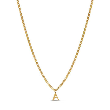 Collar de cadena con letra inicial bañado en oro de 18 quilates