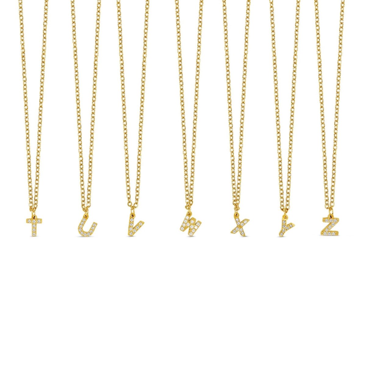 Collar con letra inicial y piedra, chapado en oro de 18 quilates