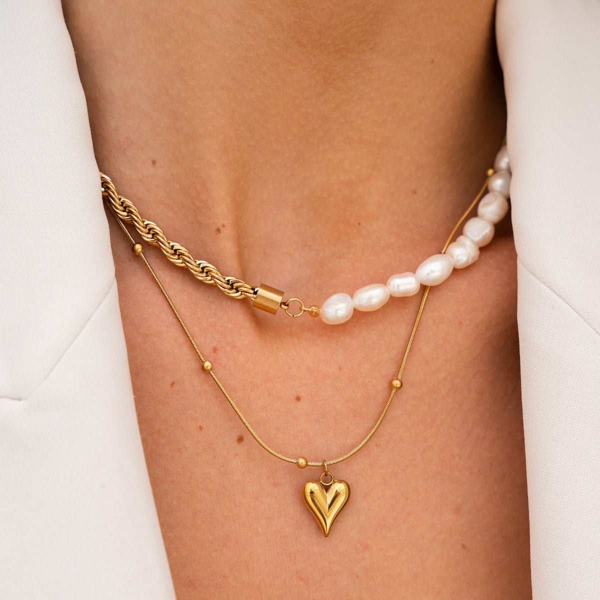 Collar Corazón de Amor y Vida, chapado en oro de 18 quilates