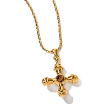 Collar de ojo de tigre bañado en oro de 18 quilates