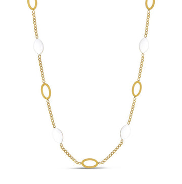 Collar con colgante ovalado de angélica, chapado en oro de 18 quilates