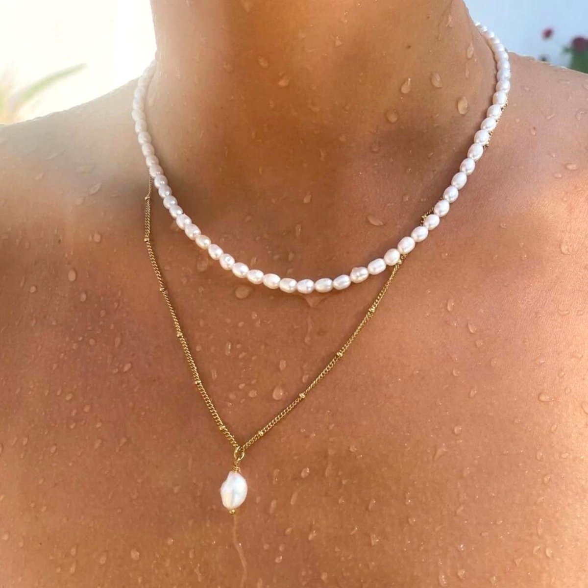 Collar doble Mix Aloha bañado en oro de 18k