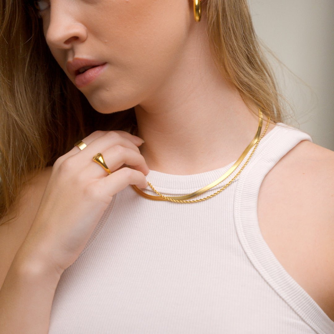 Conjunto de collar Melina, chapado en oro de 18 quilates
