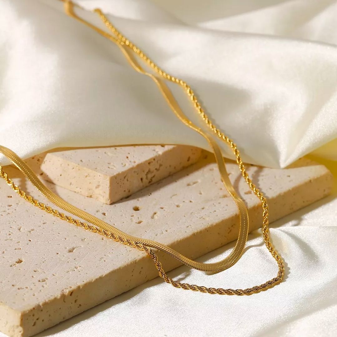 Conjunto de collar Melina, chapado en oro de 18 quilates