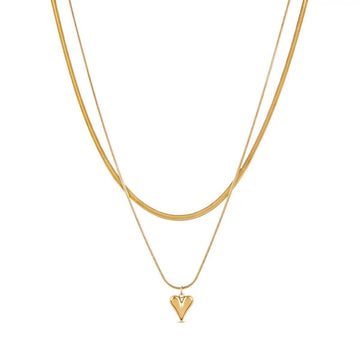 Mezcla de collares en forma de corazón bañados en oro de 18 quilates