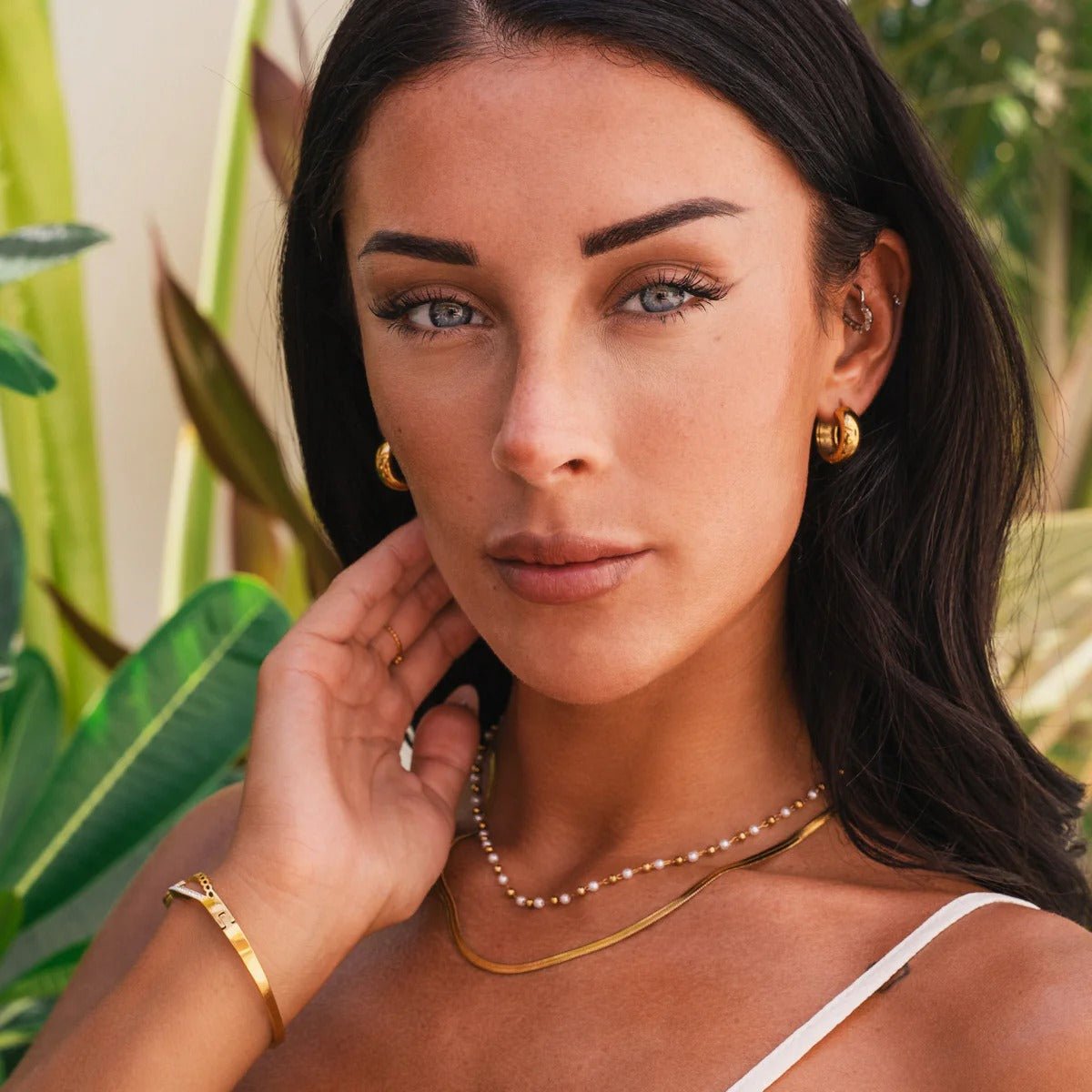 Mezcla de collares de perlas bañados en oro de 18 quilates