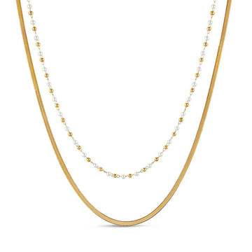 Mezcla de collares de perlas bañados en oro de 18 quilates