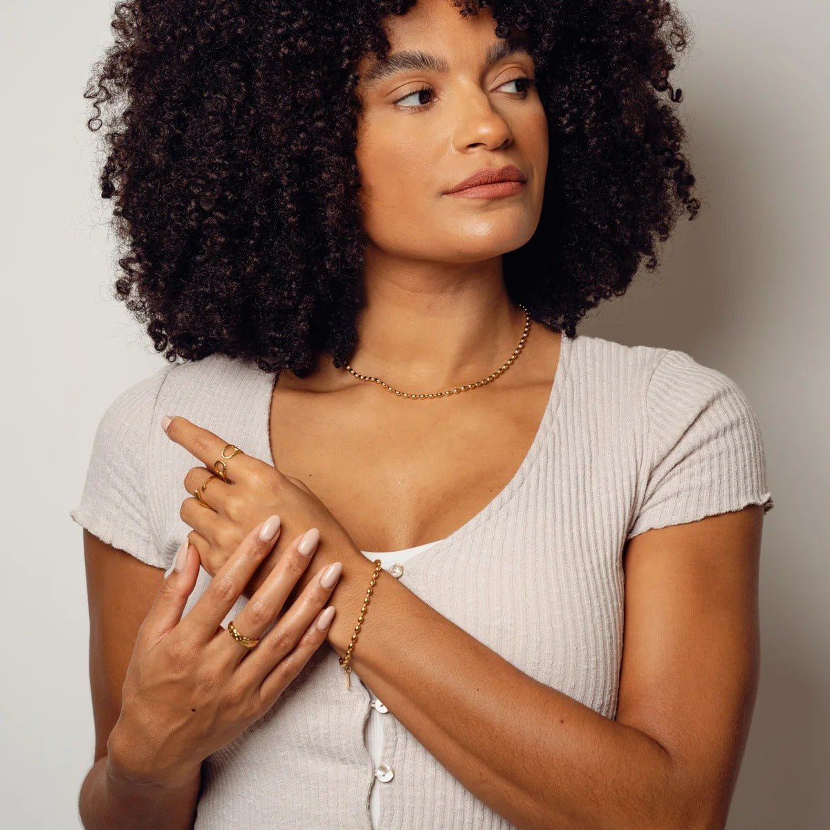 Collar con cuentas, baño de oro de 18 quilates