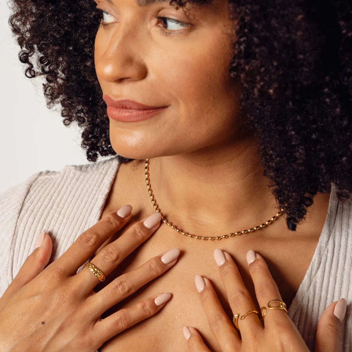 Collar con cuentas, baño de oro de 18 quilates