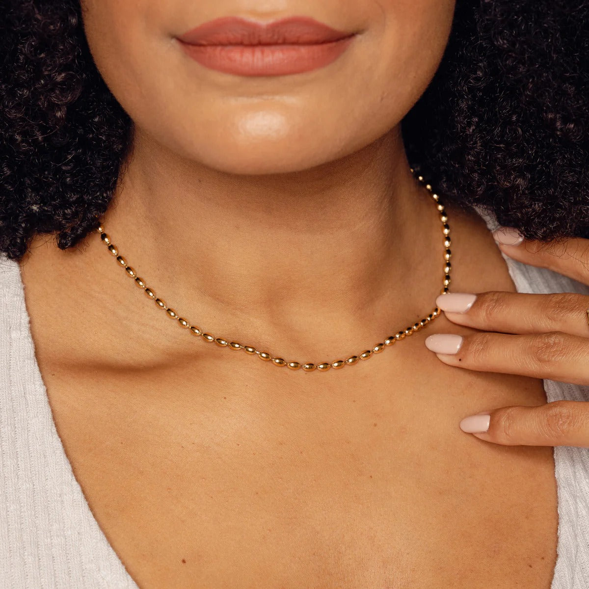 Collar con cuentas, baño de oro de 18 quilates